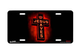 "Jesus Saves Neon" - Decorative License Plate