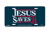 "Jesus Saves 24" - Decorative License Plate