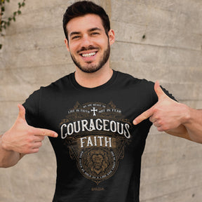 Kerusso Christian T-Shirt Courageous Faith Proverbs 28:1