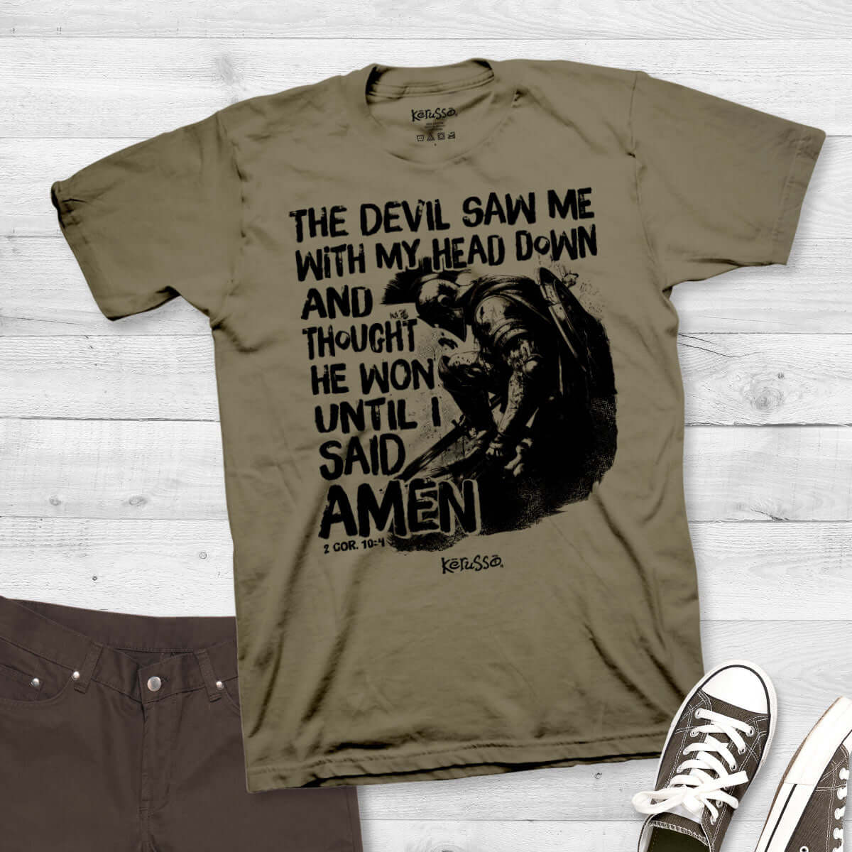 Kerusso Christian T Shirt Amen Flatlay