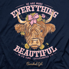 Cherished Girl Womens T-Shirt Highland Cow