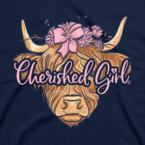 Cherished Girl Womens T-Shirt Highland Cow