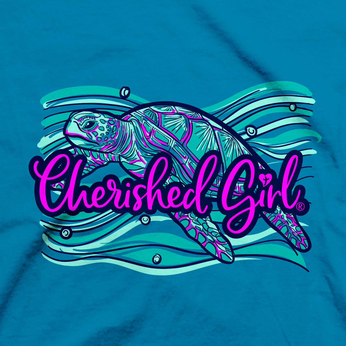 Cherished Girl Womens T Shirt Trust Turtle Front Closeup