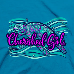 Cherished Girl Womens T Shirt Trust Turtle Front Closeup