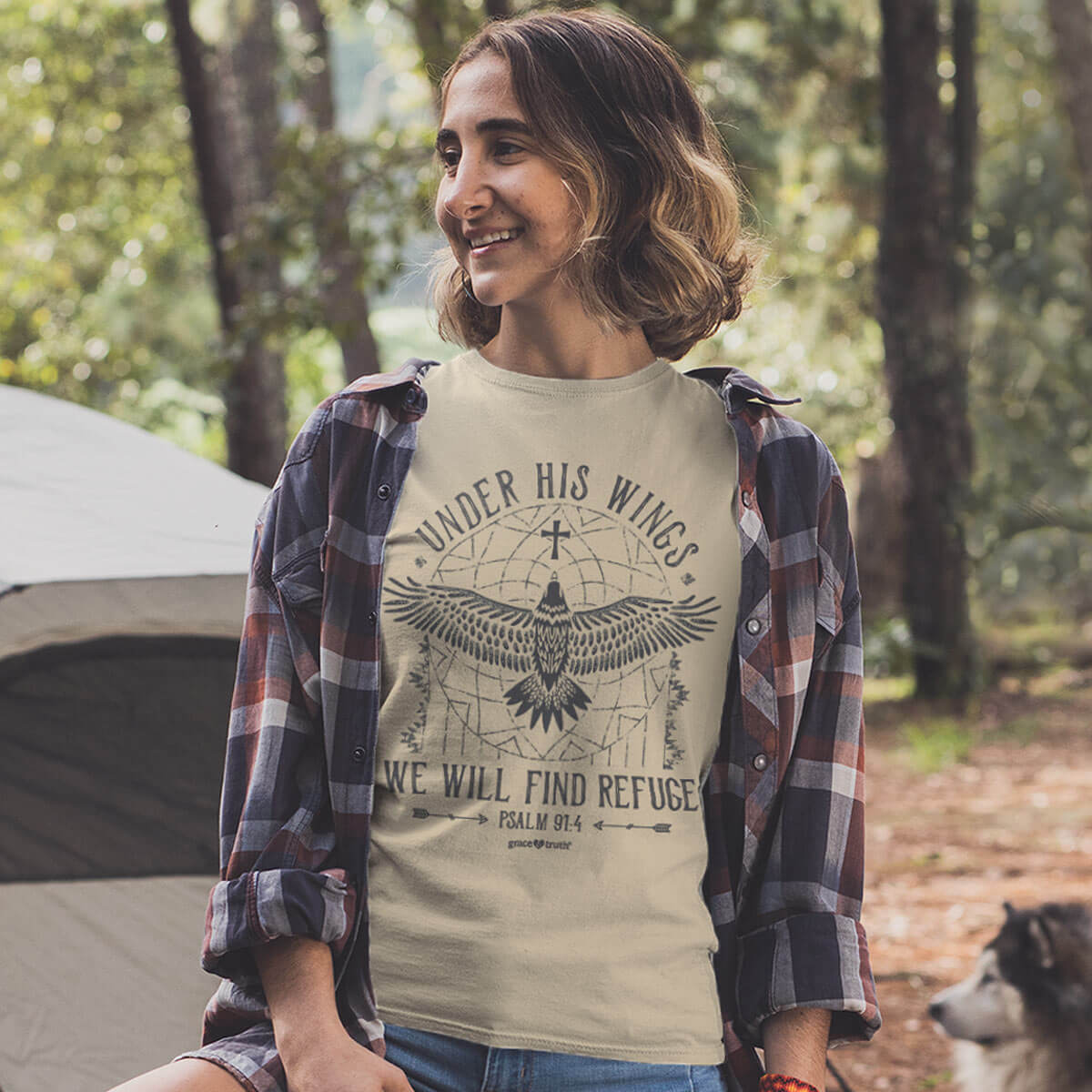 grace & truth Womens T-Shirt Refuge Under His Wings