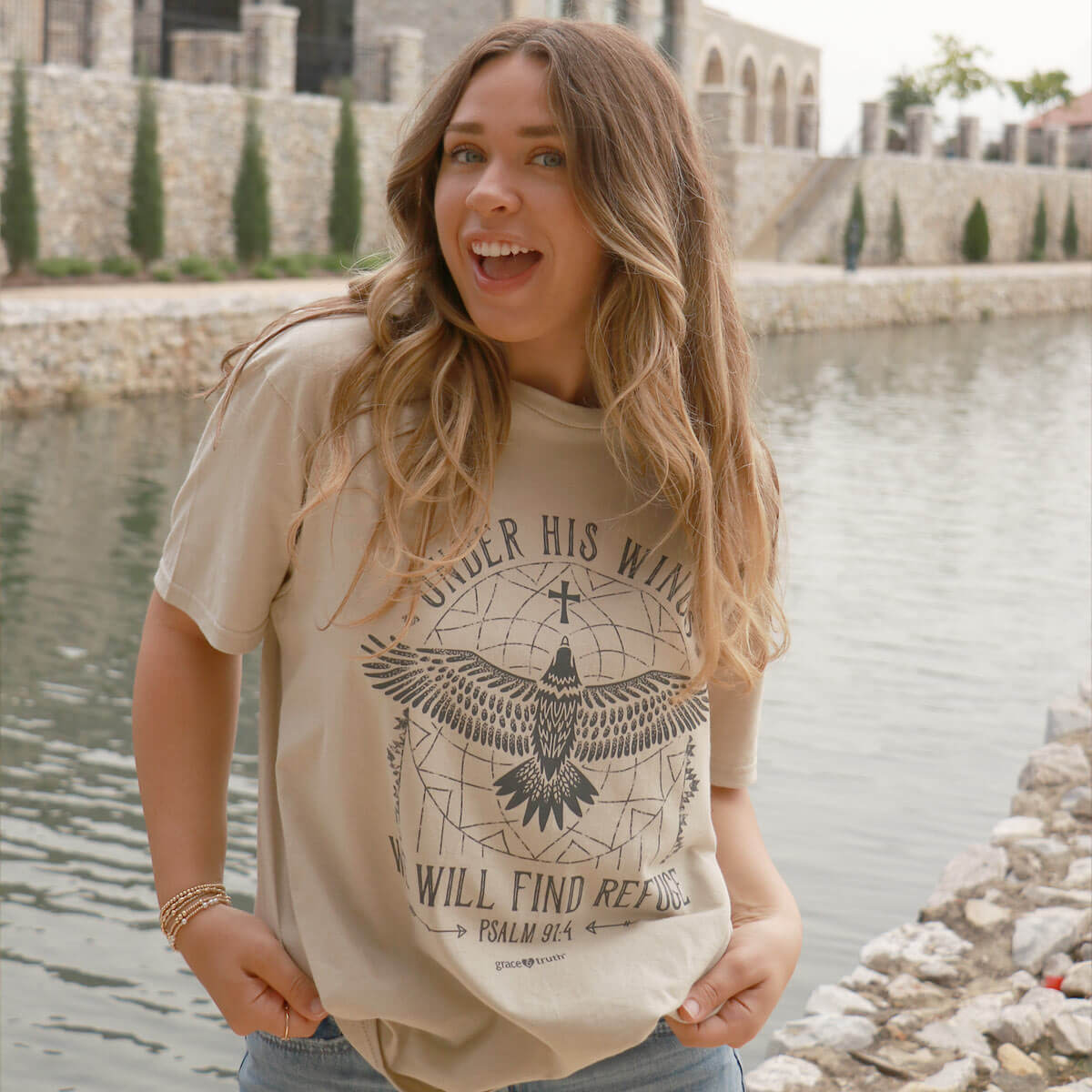 grace & truth Womens T-Shirt Refuge Under His Wings