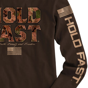 HOLD FAST Mens Long Sleeve T-Shirt Camo Hold Fast