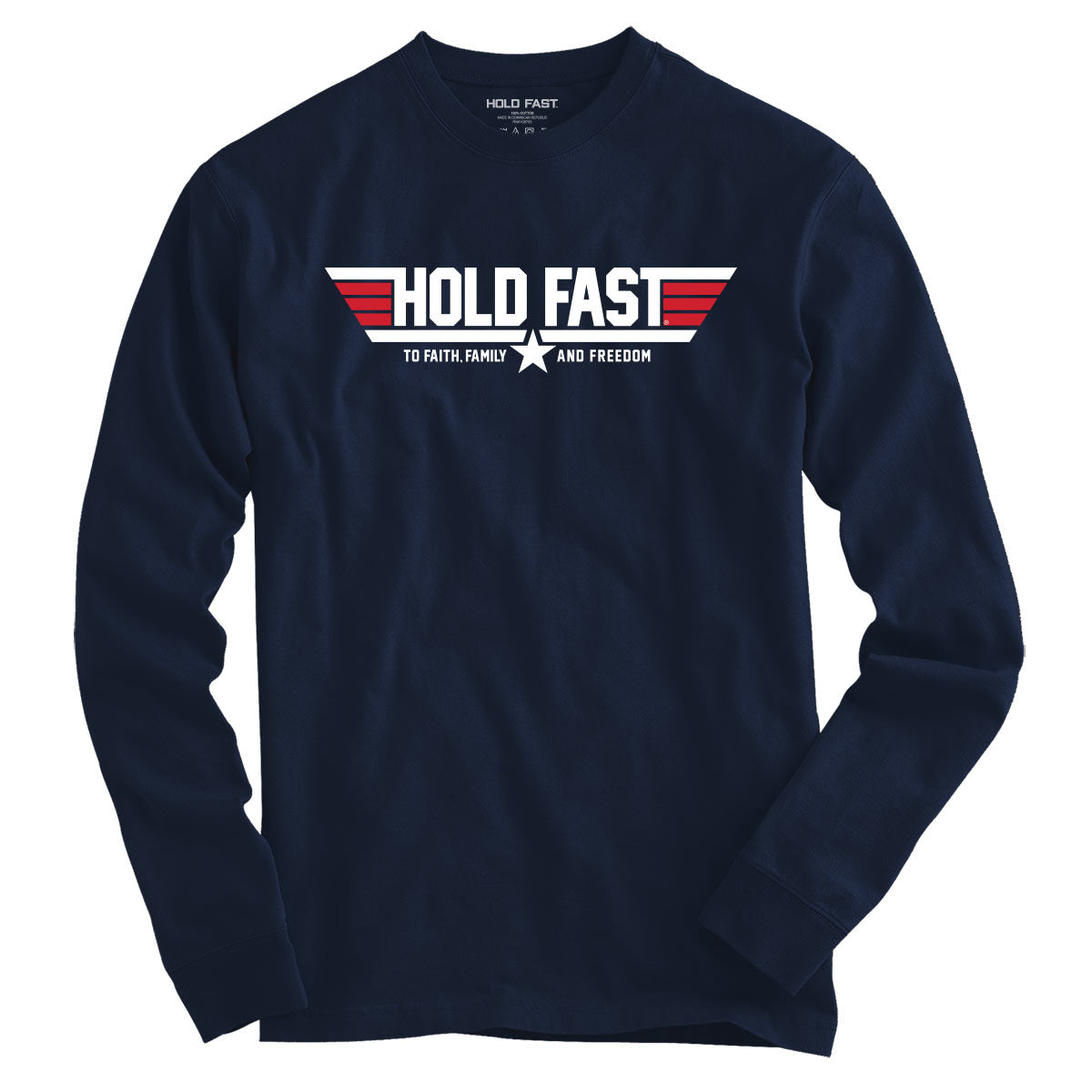 Hold Fast Mens Long Sleeve T-Shirt Soar On Wings