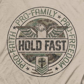 Hold Fast Mens T-Shirt Pro Faith Family Freedom Eagle