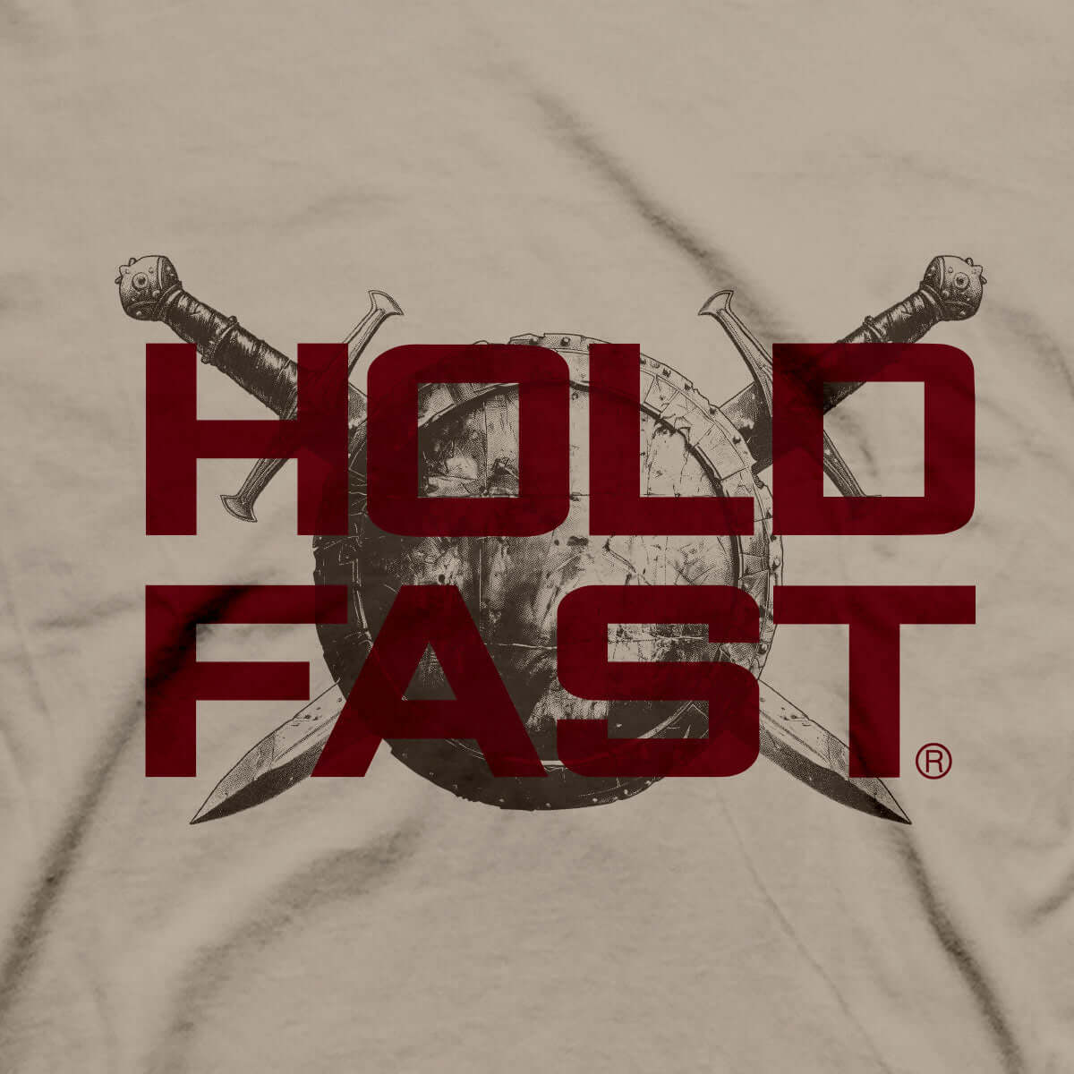 Hold Fast Mens T Shirt Fortress Shield Front Closeup