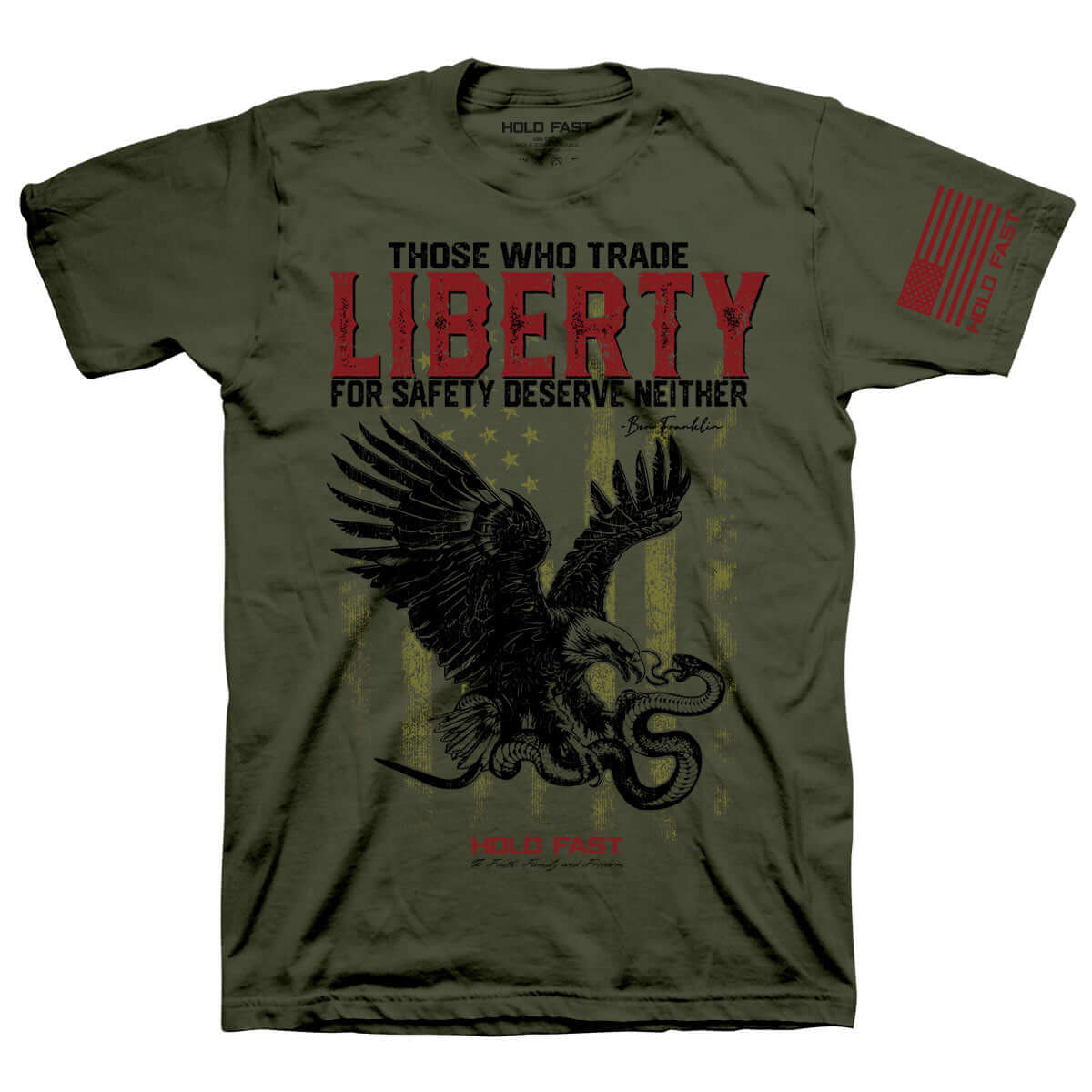 Hold Fast Mens T Shirt Liberty Eagle Mockup