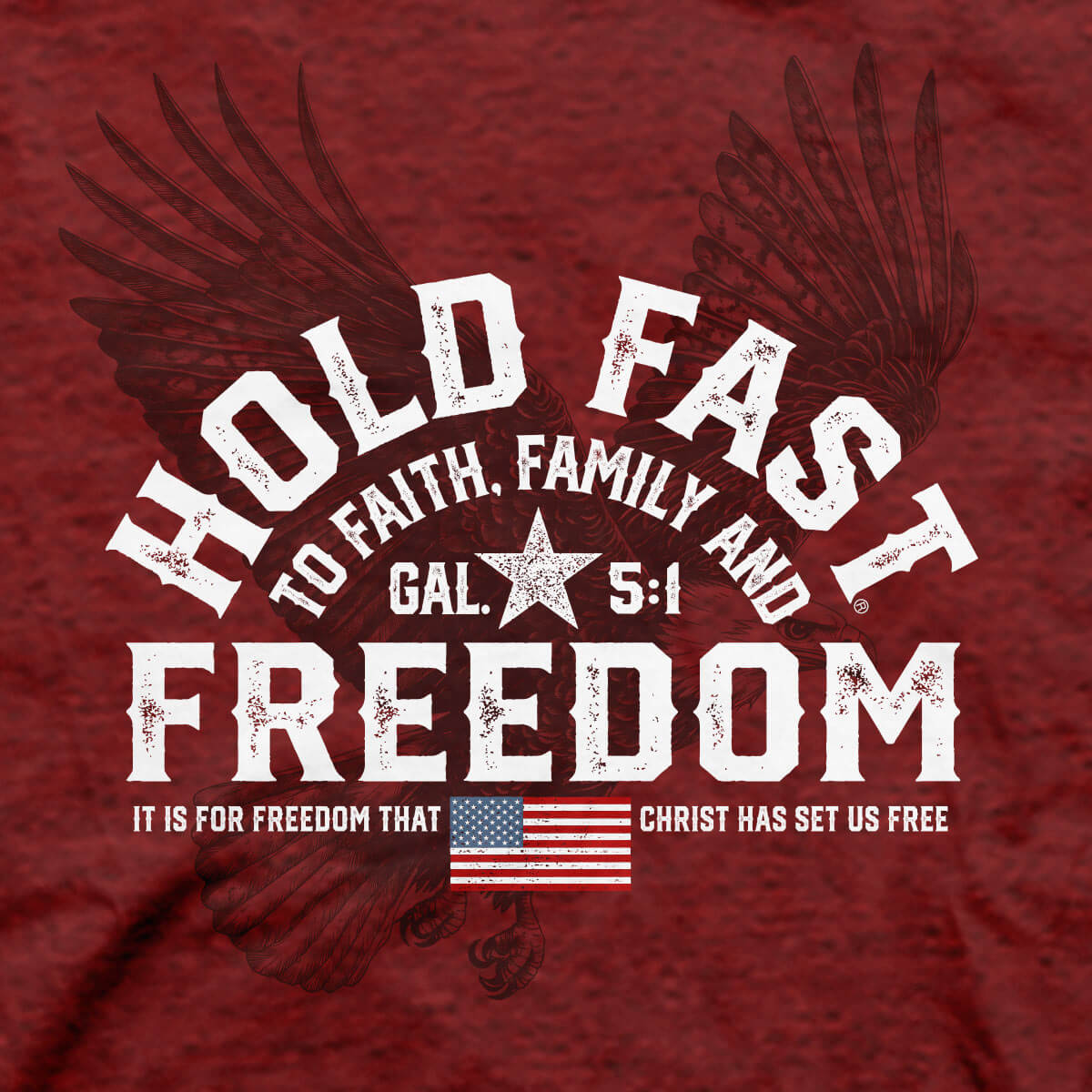 Hold Fast Mens T Shirt Freedom Eagle Crest Closeup