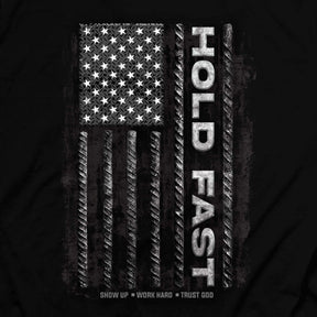 Hold Fast Mens T Shirt Rebar Flag Back Closeup