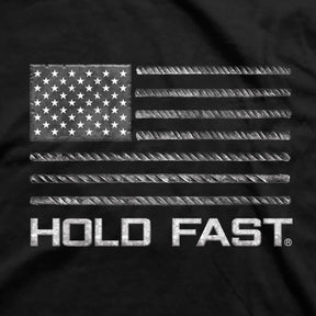 Hold Fast Mens T Shirt Rebar Flag Front Closeup