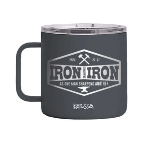 Kerusso 14 oz Stainless Steel Mug With Handle Iron Sharpens Iron