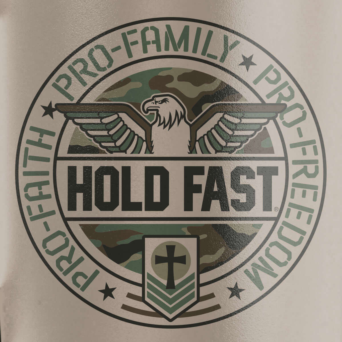 HOLD FAST 30 oz Stainless Steel Mug With Straw Pro Faith Eagle