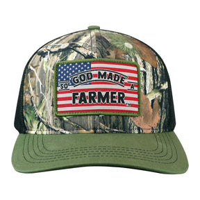 So God Made A Farmer Mens Cap Camo Flag