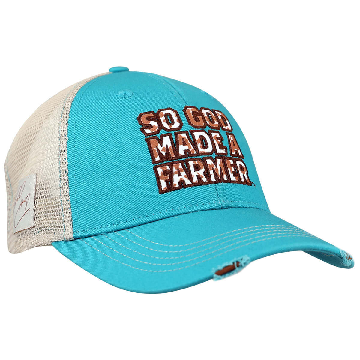 So God Made A Farmer Womens Cap Cowhide Fill