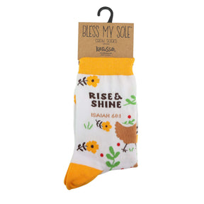 Rise And Shine Packaged Socks Mockup