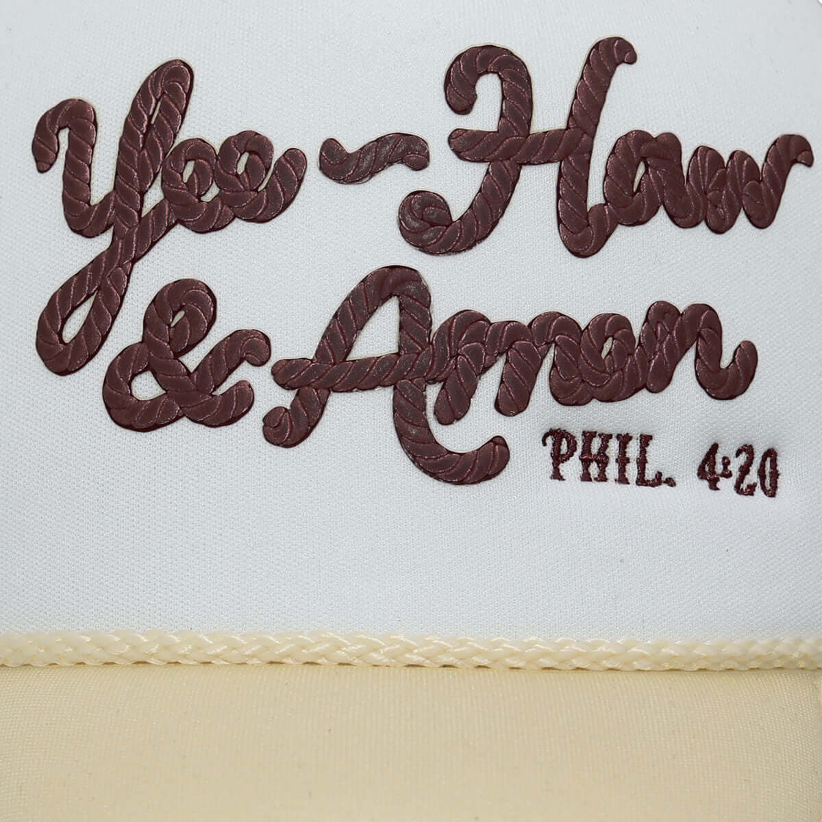 Yeehaw And Amen Front Caps Closeup