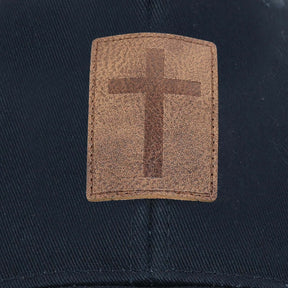 Leather Cross Front Caps Closeup