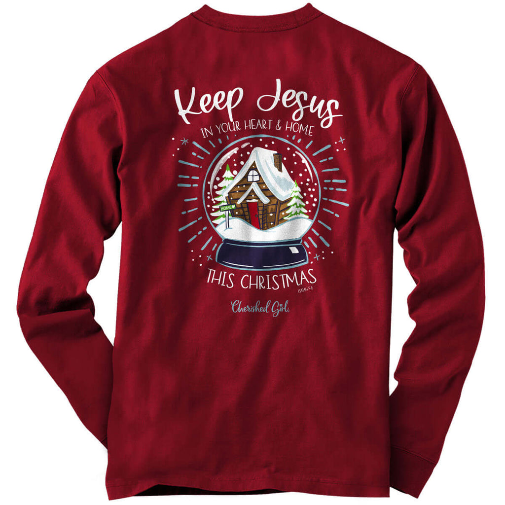 Cherished Girl Cardinal Christmas Long Sleeve T-Shirt Medium / Sky Blue